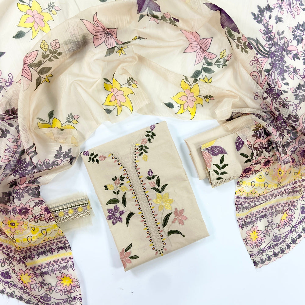 Aneelas Embroidered & Digital Printed Lawn 3PC