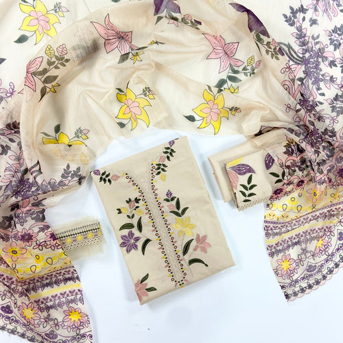 Aneelas Embroidered & Digital Printed Lawn 3PC