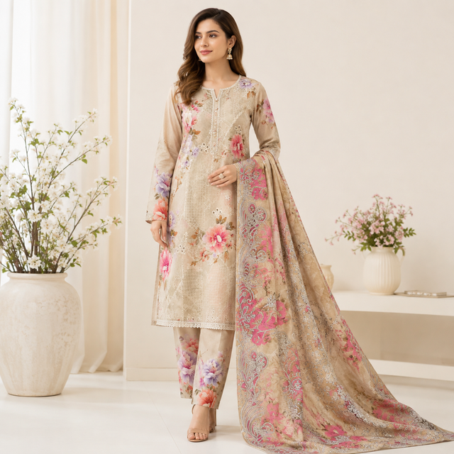 Imported Emb Chickenkari Lawn 3PC