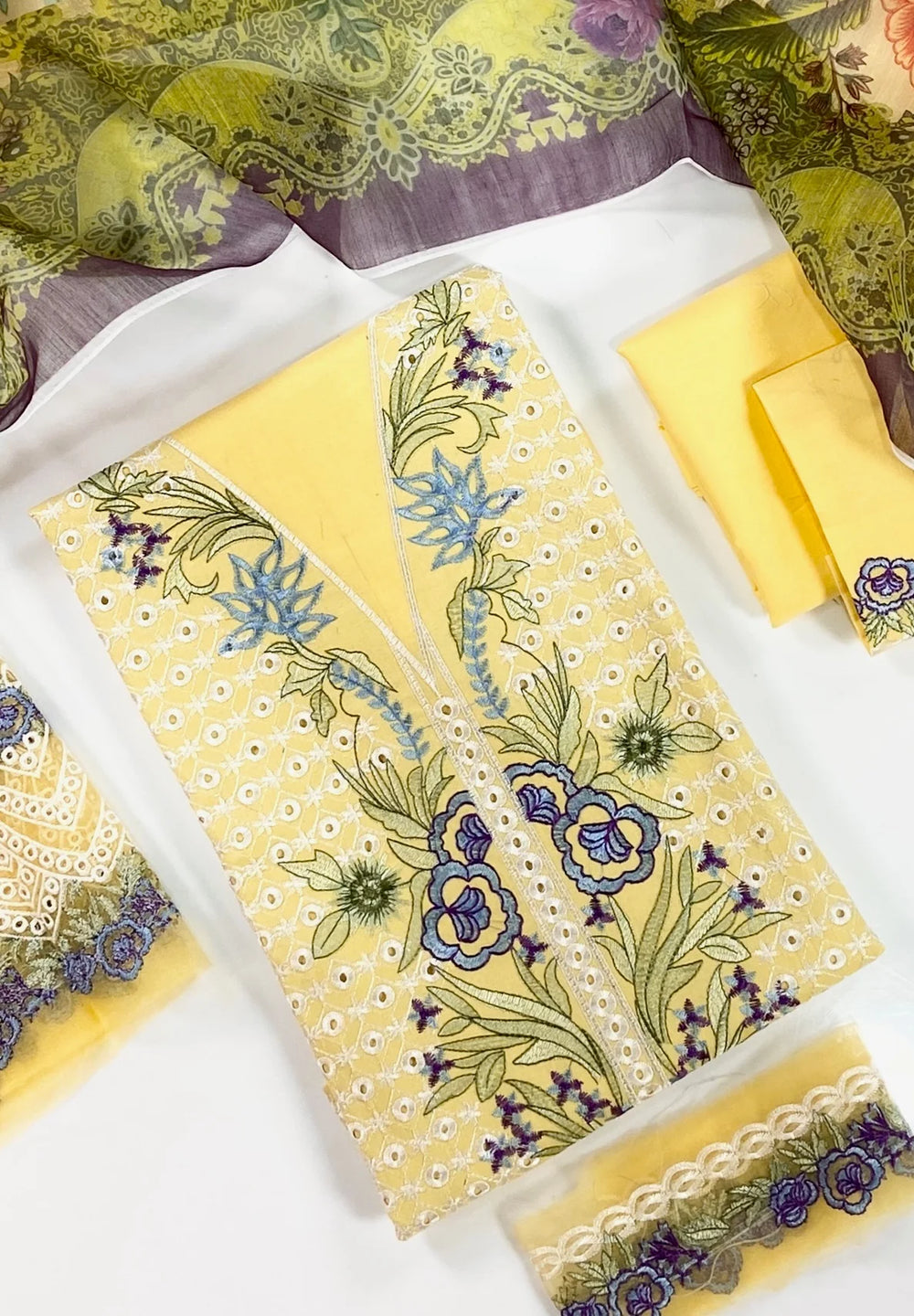 Jade Plain Embroidered Lawn 3PC