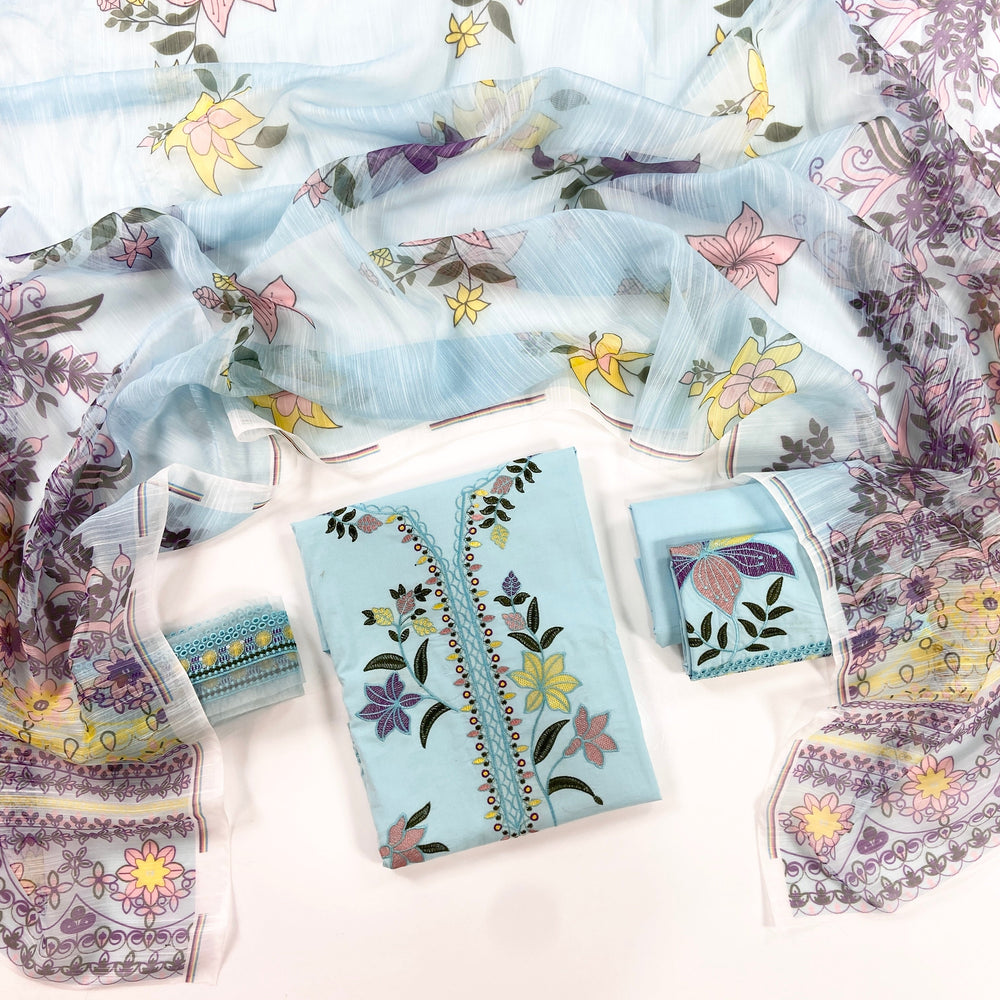 Aneelas Embroidered & Digital Printed Lawn 3PC