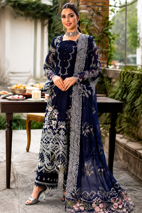 Navy Blue Luxury Embroidered 3-Piece Suit