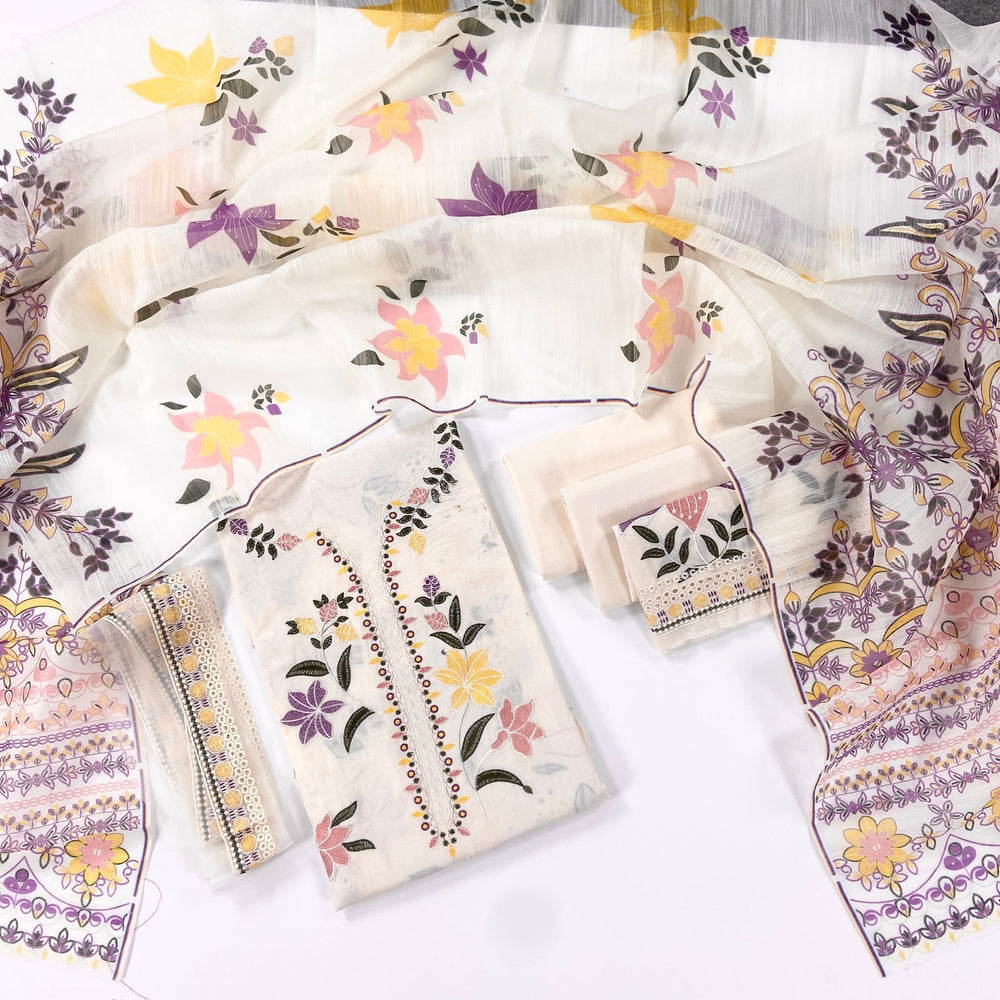 Aneelas Embroidered & Digital Printed Lawn 3PC