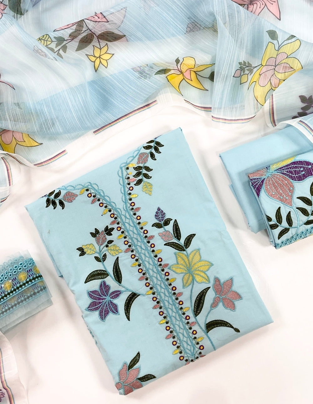 Aneelas Embroidered & Digital Printed Lawn 3PC