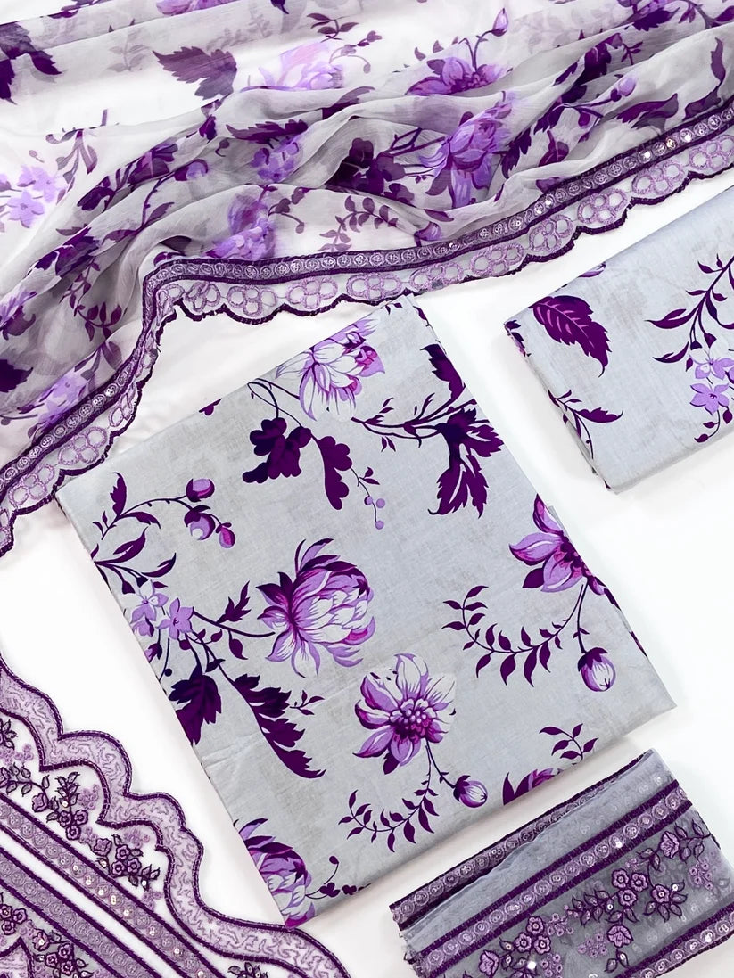 Aneelas Embroiderd & Digital Printed Lawn 3PC