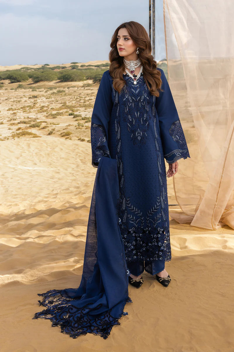 Rang Rasiya Navy Blue Luxury Embroidered 3-Piece Suit