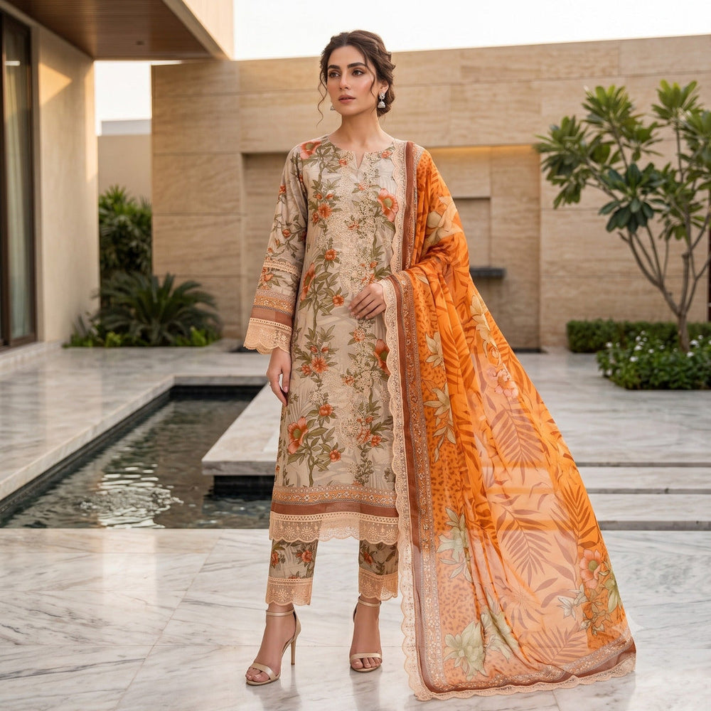 Farasha Embroidered & Printed Lawn 3PC - alternate view