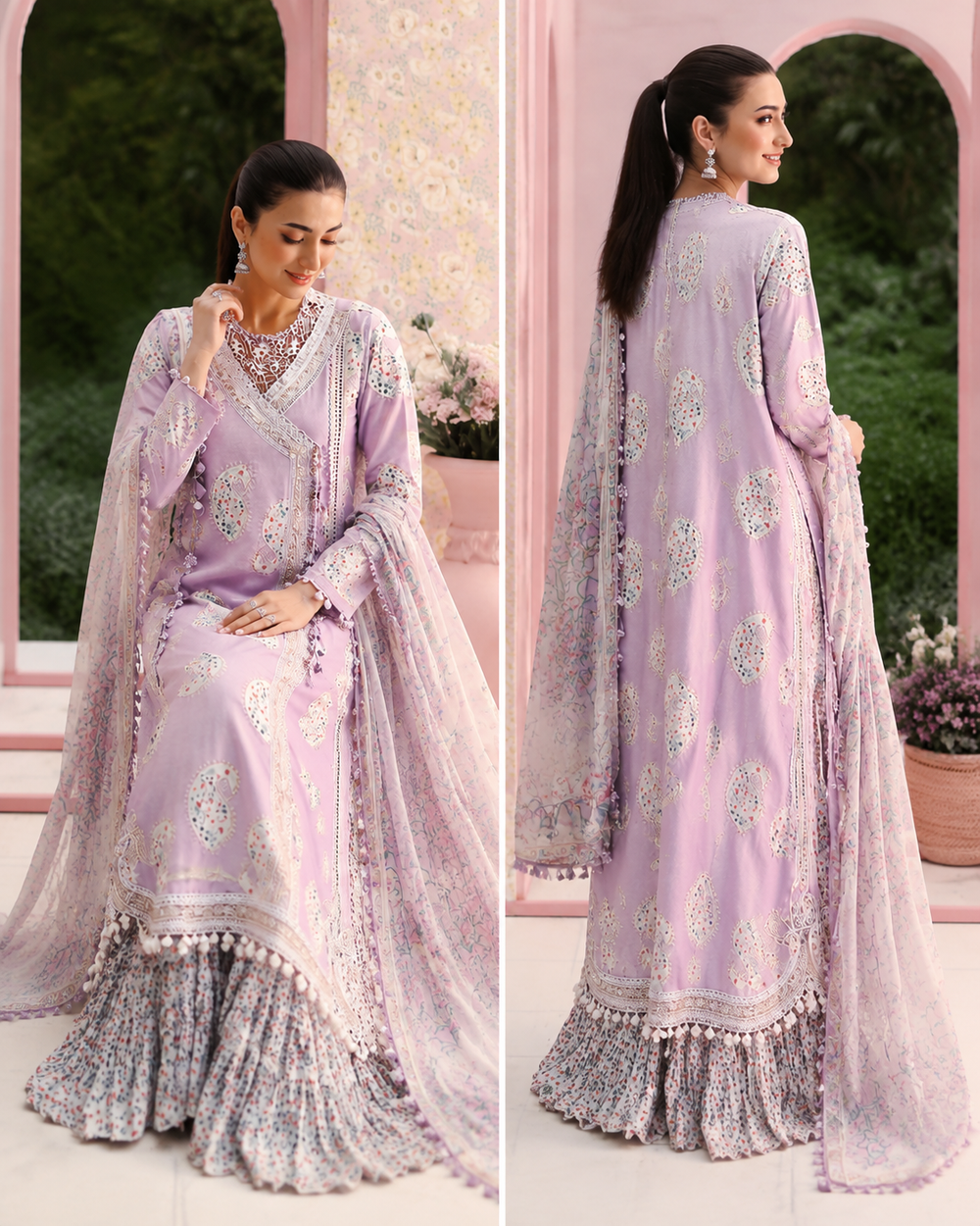 Lavender Embroidered Luxury 3-Piece Suit