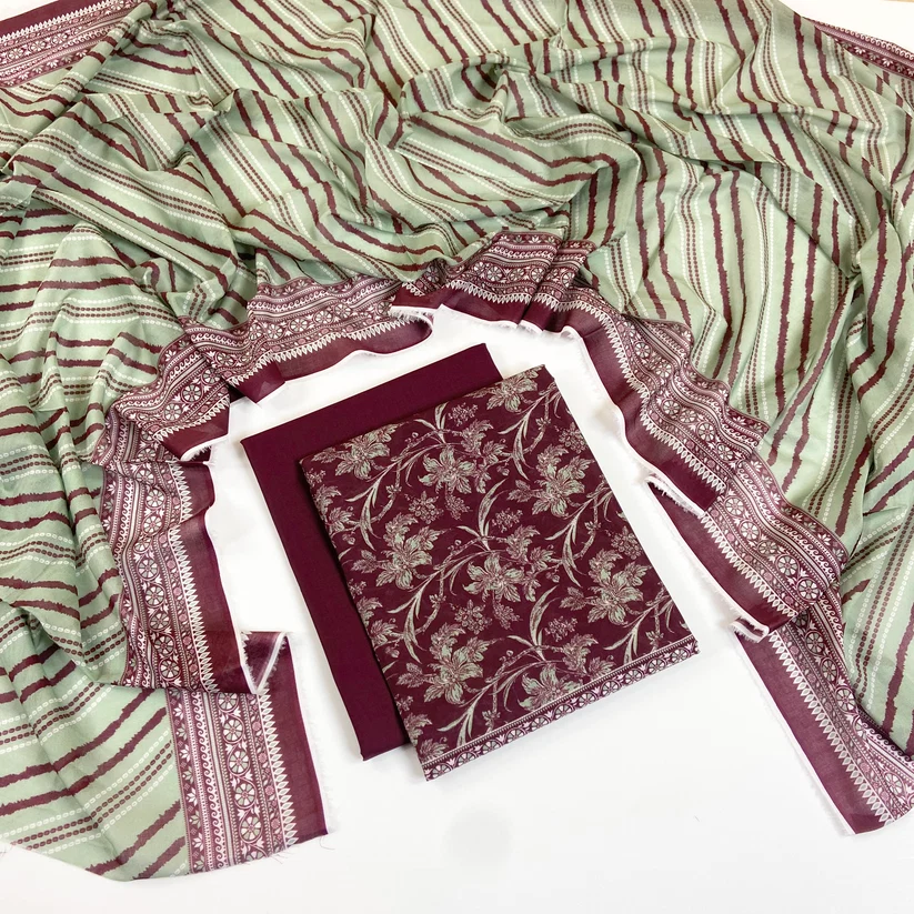 Bin Saeed Vol 03 Design 5 unstitched three piece flat lay