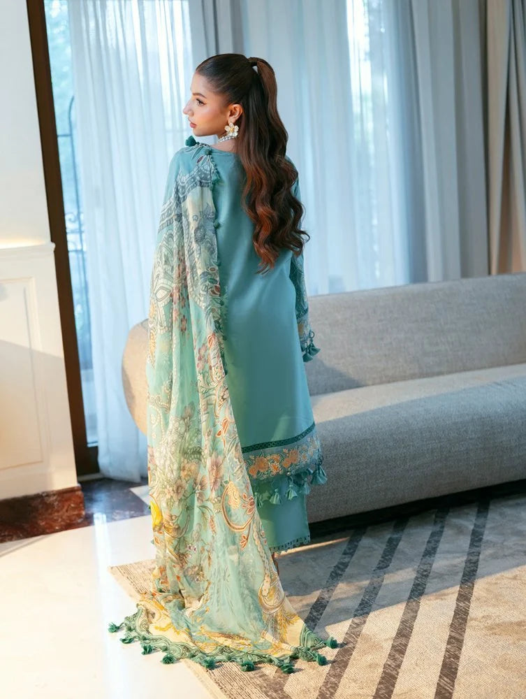 Lawn-3PC Chikankari Embroidered With Digital Printed Jacquard Dupatta