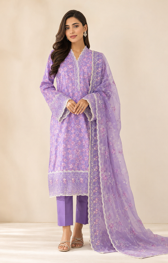 Sapphire D2 Digital Printed Lawn 3PC — AI Styled Preview