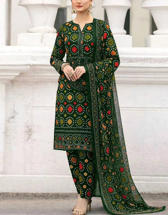 Aneelas Embroidered & Digital Printed Lawn 3PC